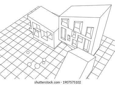 esbozo de arquitectura abstracta representación 3d