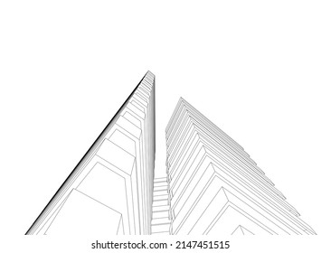 abstract architecture sketch vector drawing