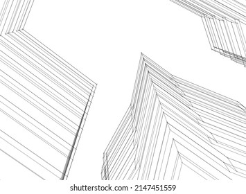 abstract architecture sketch vector drawing