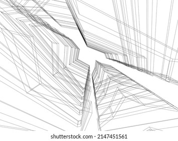 dibujo vectorial de esbozo de arquitectura abstracta