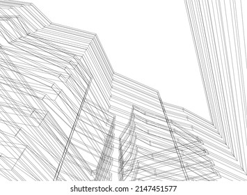 abstract architecture sketch vector drawing