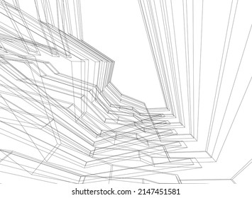 abstract architecture sketch vector drawing