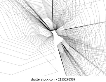 abstract architecture sketch vector drawing