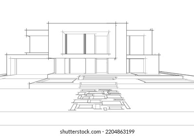 Abstract architecture sketch vector illustration