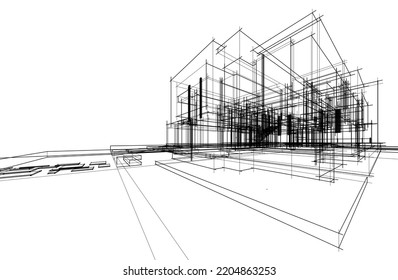 Abstract architecture sketch vector illustration