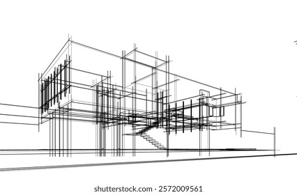 abstract architecture sketch vector illustration