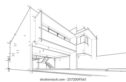abstract architecture sketch vector illustration
