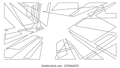 abstract architecture skyscrapers composition - single line vector graphics on white background