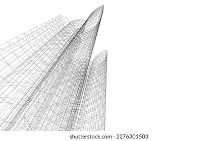 Abstract architecture  vector 3d drawing