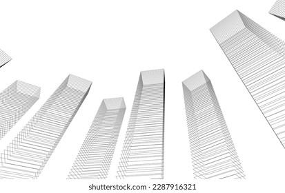 abstrakte Architektur, Vektorgrafik 3D-Zeichnung