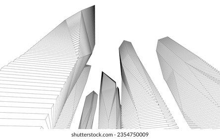 Abstract architecture vector 3d drawing