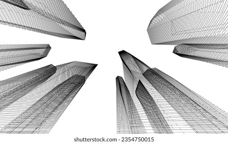 Abstract architecture vector 3d drawing