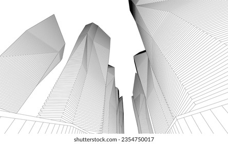 Abstract architecture vector 3d drawing