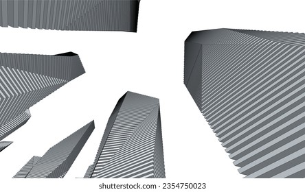 Abstract architecture vector 3d drawing