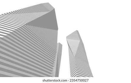 Dibujo de la arquitectura abstracta vectorial 3d