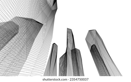 Dibujo de la arquitectura abstracta vectorial 3d