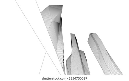 Abstract architecture vector 3d drawing