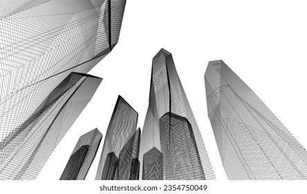 Abstract architecture vector 3d drawing