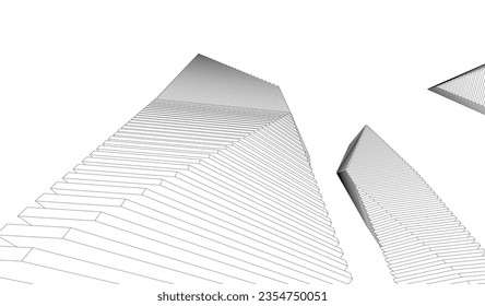 Abstract architecture vector 3d drawing