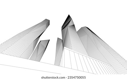 Abstrakte Architektur, Vektorgrafik 3D-Zeichnung