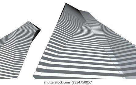 Abstrakte Architektur, Vektorgrafik 3D-Zeichnung