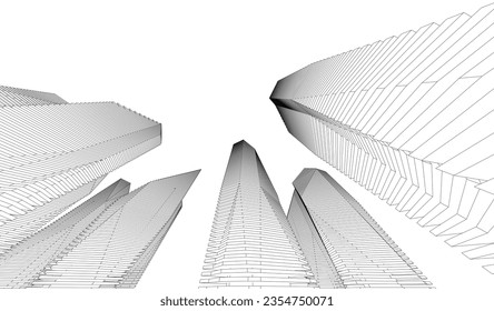 Abstract architecture vector 3d drawing