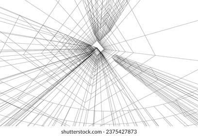 abstract architecture vector 3d drawing
