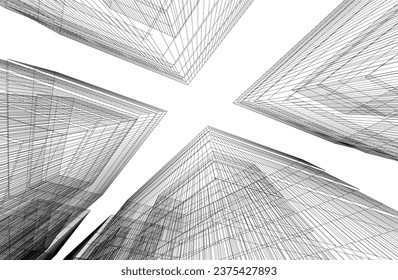 abstract architecture vector 3d drawing