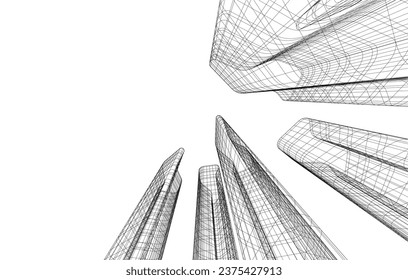 abstract architecture vector 3d drawing