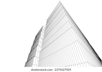 abstract architecture vector 3d drawing