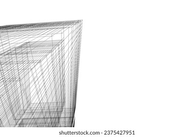 dibujo 3d del vector de arquitectura abstracta