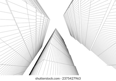 abstract architecture vector 3d drawing