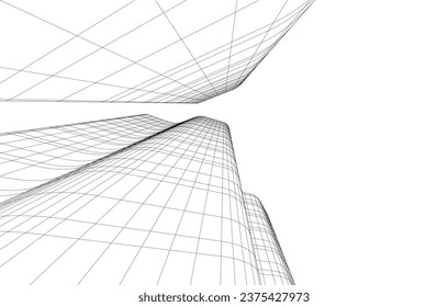 abstract architecture vector 3d drawing