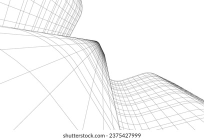 abstract architecture vector 3d drawing
