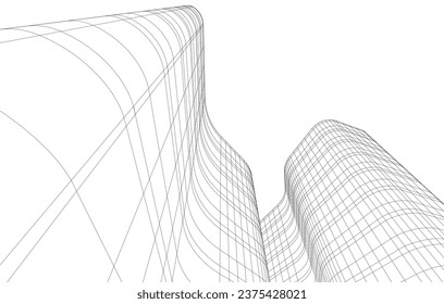 abstract architecture vector 3d drawing