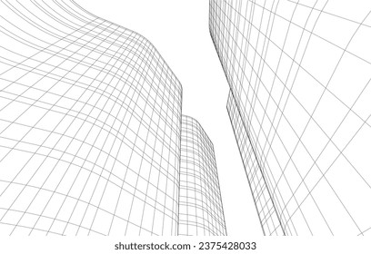 abstract architecture vector 3d drawing