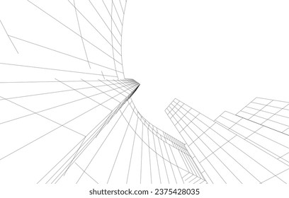 abstract architecture vector 3d drawing