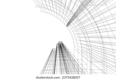 abstract architecture vector 3d drawing