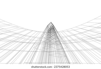 abstract architecture vector 3d drawing