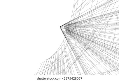 abstract architecture vector 3d drawing