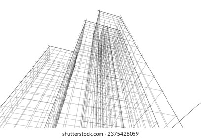 abstract architecture vector 3d drawing