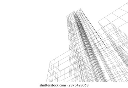 abstract architecture vector 3d drawing