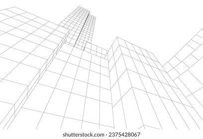 abstract architecture vector 3d drawing