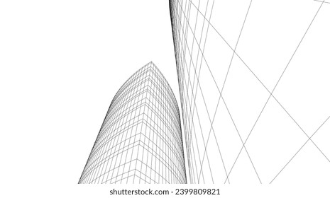 abstract architecture vector 3d drawing