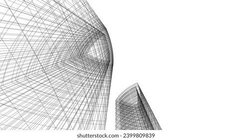 dibujo 3d del vector de arquitectura abstracta