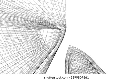 abstract architecture vector 3d drawing