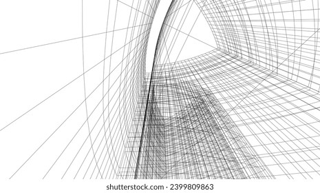 abstract architecture vector 3d drawing