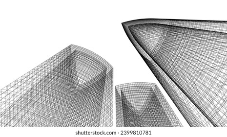 abstrakte Architektur, Vektorgrafik 3D-Zeichnung