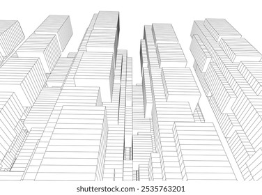 abstract architecture vector 3d drawing