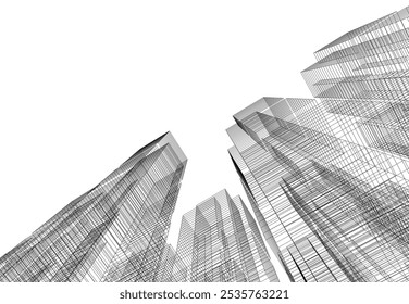 abstract architecture vector 3d drawing